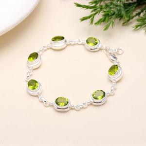 Moonstone Bracelet / Green Peridot Bracelet / Blue Topaz Bracelet / Amethyst Bracelet / Sterling Silver Handmade Multi Crystal Bracelet Gift