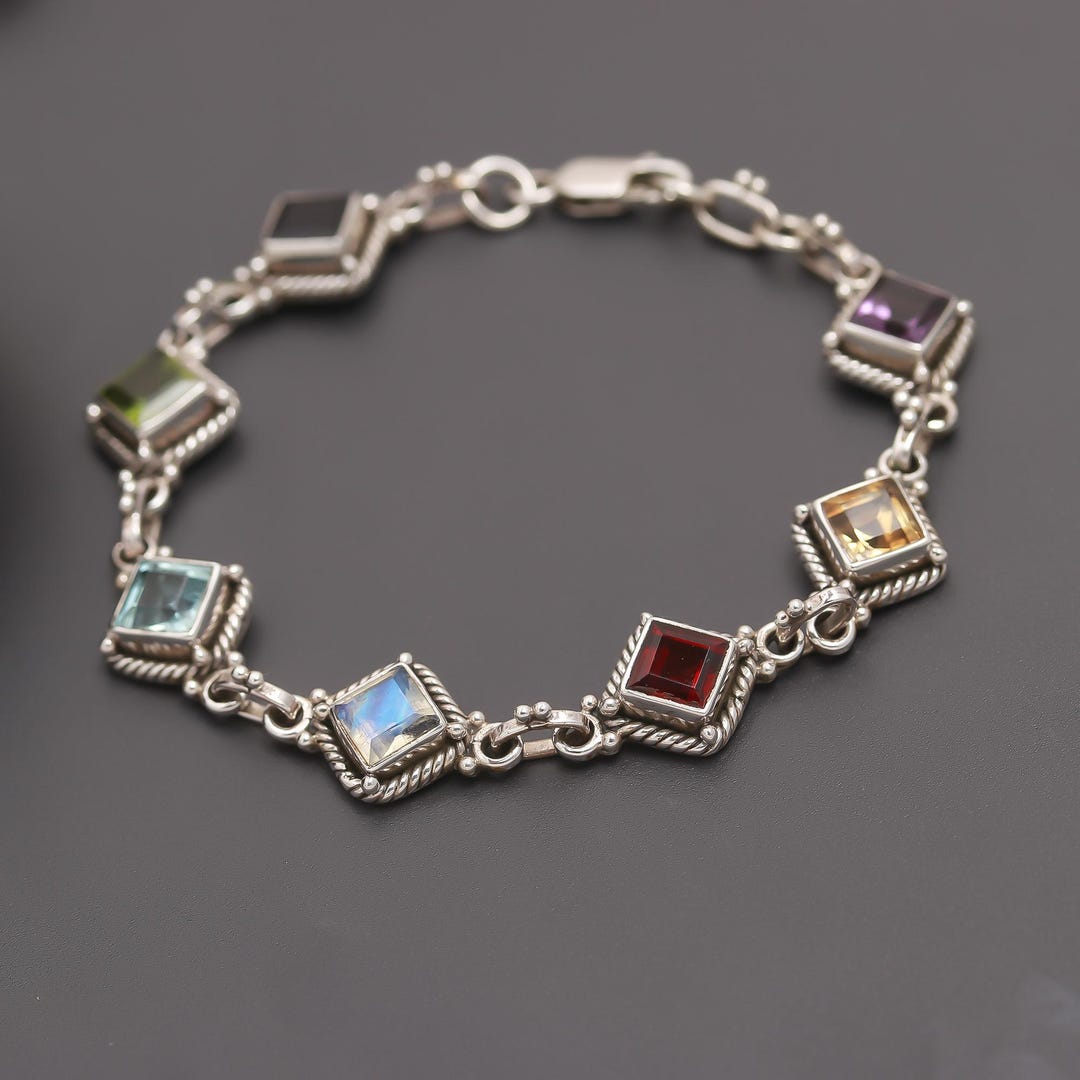 【SCENERITY】Square silver bracelet Silver Square Cubic Zirconia Bracelet