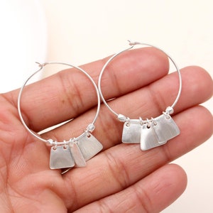 Solid 925 Sterling Silver Hoop Earrings – Minimalist Plain Round Hoops – Handmade Everyday Jewelry, Birthday Gift for Her, Free Shipping
