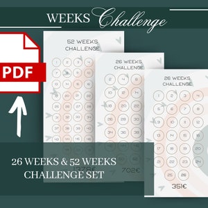 26 & 52 WEEKS Savings Challenge Set A4 A5 A6 PDF