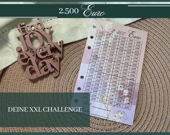 2,500 Euro savings plan savings challenge tracker money saving challenge suitable for A6 envelopes