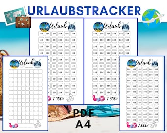 Holiday Tracker Sparen Challenge Visualize savings goals and successes A4 PDF Set