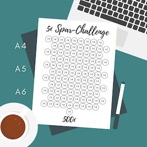 5Euro Note Savings Challenge Tracker Money Saving Challenge A4 - A5 - A6 PDF Download