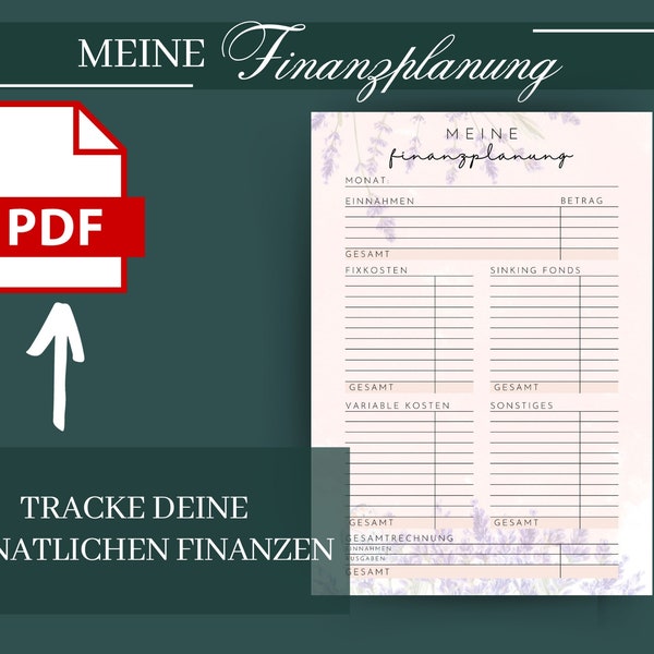 Meine Finanzplanung - behalte die Kontrolle über deine Finanzen  A4 PDF