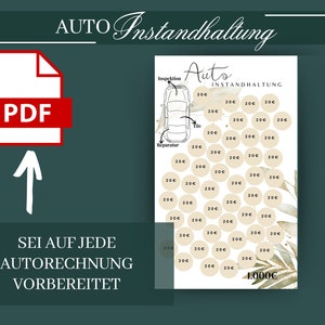 AUTO Onderhoud Besparingen Challenge Tracker Geld besparen Challenge PDF printen of digitaal invullen