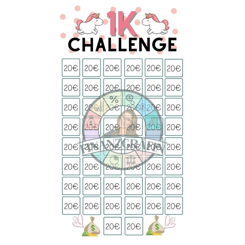 1k Challenge Tracker Visualize Savings Goals and Achievements A4 - A5 ...