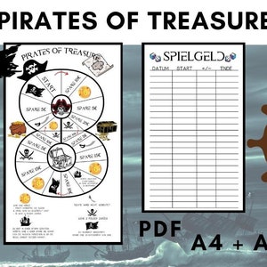 Pirates of treasure Savings Game Save Money A4 + A6 Set PDF Download