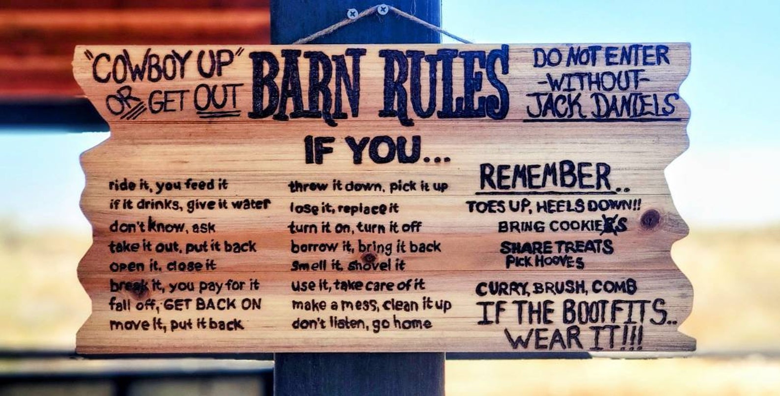 Wooden Barn Rules Sign Wood Burning Custom Handmade Create Etsy