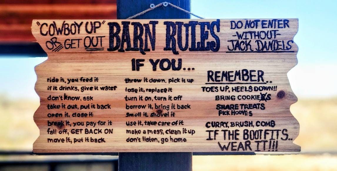 Wooden Barn Rules Sign Wood Burning Custom Handmade Create Etsy