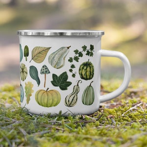 Pumpkin Enamel Camping Mug: Cottagecore Autumn Decor