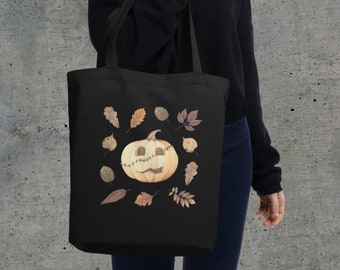 Halloween tote bag witchy gifts for her | Trick or treat bag eco friendly gifts | Pumpkin canvas tote bag aesthetic whimsigoth