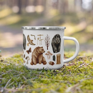 Waldbär Emaille Camping Becher | Waldtiere Camp Tasse Camper Dekor