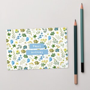 Cartão postal de feliz aniversário cottagecore estética estacionária | Floral 4x6 impressão presentes de aniversário exclusivos para ela sapo fofo papelaria