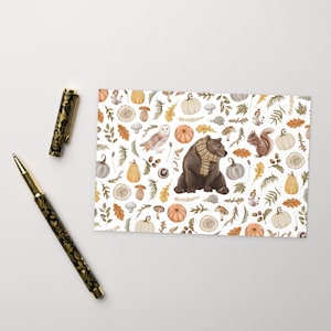 Niedliche Herbst Postkarte CottageCore besten Geschenke für Frauen | Gemütliches Waldland 4x6 neutraler Herbstdekor einzigartige Geschenke für Freunde