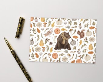 Cottagecore Autumn Bear Postcard | Woodland Animals, Cozy Fall Decor (4x6 Print)