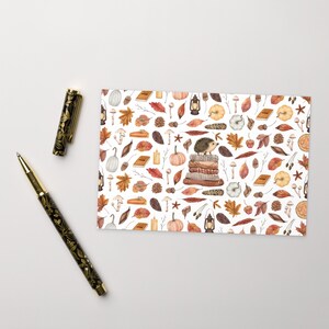 Postal de otoño con erizo, regalos pensados para ella / Impresión acogedora de otoño de 4 x 6, regalos únicos para amigos, linda papelería de Acción de Gracias