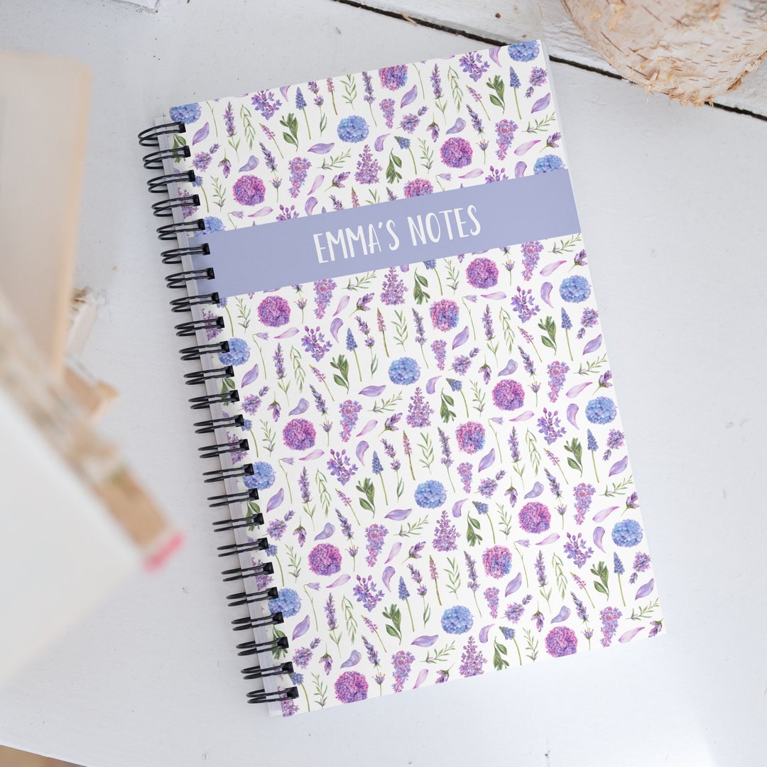 Hydrangea Floral Personalized Spiral Notebook | Cottagecore Custom ...