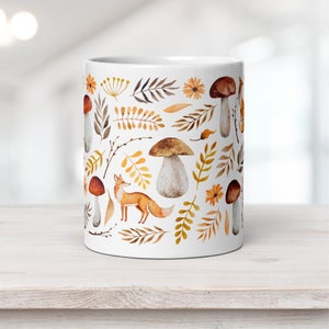 Mushroom ceramic mug forestcore unique gifts for women who has everything Cute fox coffee mug cottagecore decor gift for her under 20 image 4