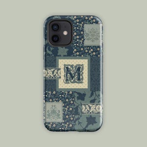 Dark Green Custom Initial Phone Case | Floral Personalized Phonecase for iPhone 17 to 11