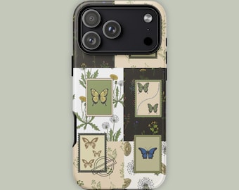 Floral Butterfly Phone Case for iPhone 17 to 11 | Dark Cottagecore Tough Phonecase