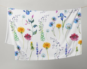 Wildflower Throw Blanket: Floral Cottagecore Decor