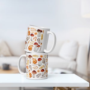 Mushroom ceramic mug forestcore unique gifts for women who has everything Cute fox coffee mug cottagecore decor gift for her under 20 image 6