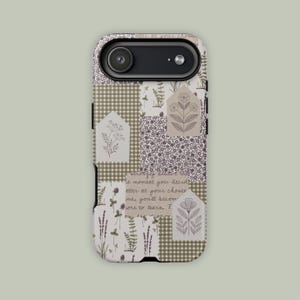 Grandmacore Gingham Collage Phone Case | Dark Cottagecore Floral Phonecase for iPhone 17 to 11