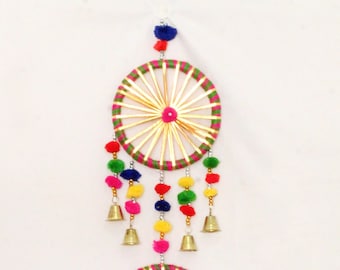 Wedding Decoration Hanging, Indian Wedding Decoration, Mehndi Decor, Party Backdrop, pom pom Hanging, Gota Hangings, Home Decor