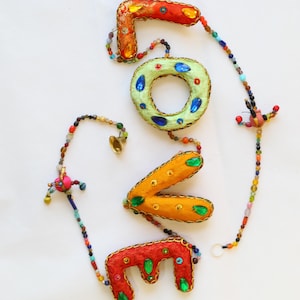 INDIAN Handmade Traditional LOVE HANGING Wall Hanging, Wedding Decor String,Gift For Home & Mom, Christmas Decoration, Bohemian Hippie Decor
