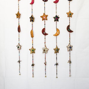 STAR & Moon Wall Hanging, Wedding Decor Hanging ,Indian Wall Hanging, Gift For Home, Eco-Friendly Hanging, String Decorations Boho, Mehdi