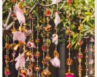 50 Strings of Net Fabric Tassel Indian Decoration Garden Backdrops Housewarming Flower Strings Party Decor Wedding Decor Diwali Decoe