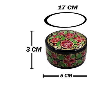 Vintage Kashmiri Trinket Box Paper Mache Eco Friendly Floral Box Ring Round Jewelry Box, Ring Box, Jewelry Gift Box, Diwali Gift, Christmas image 10