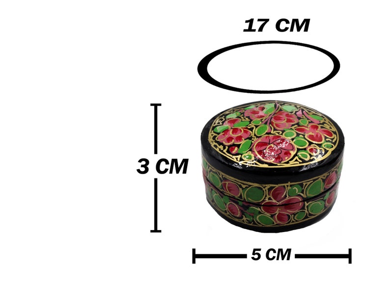 Vintage Kashmiri Trinket Box Paper Mache Eco Friendly Floral Box Ring Round Jewelry Box, Ring Box, Jewelry Gift Box, Diwali Gift, Christmas image 10