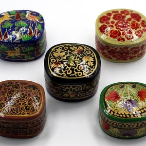 Vintage Kashmiri Trinket Box Paper Mache Eco Friendly Floral Box Ring Round Jewelry Box, Ring Box, Jewelry Gift Box, Diwali Gift, Christmas image 6