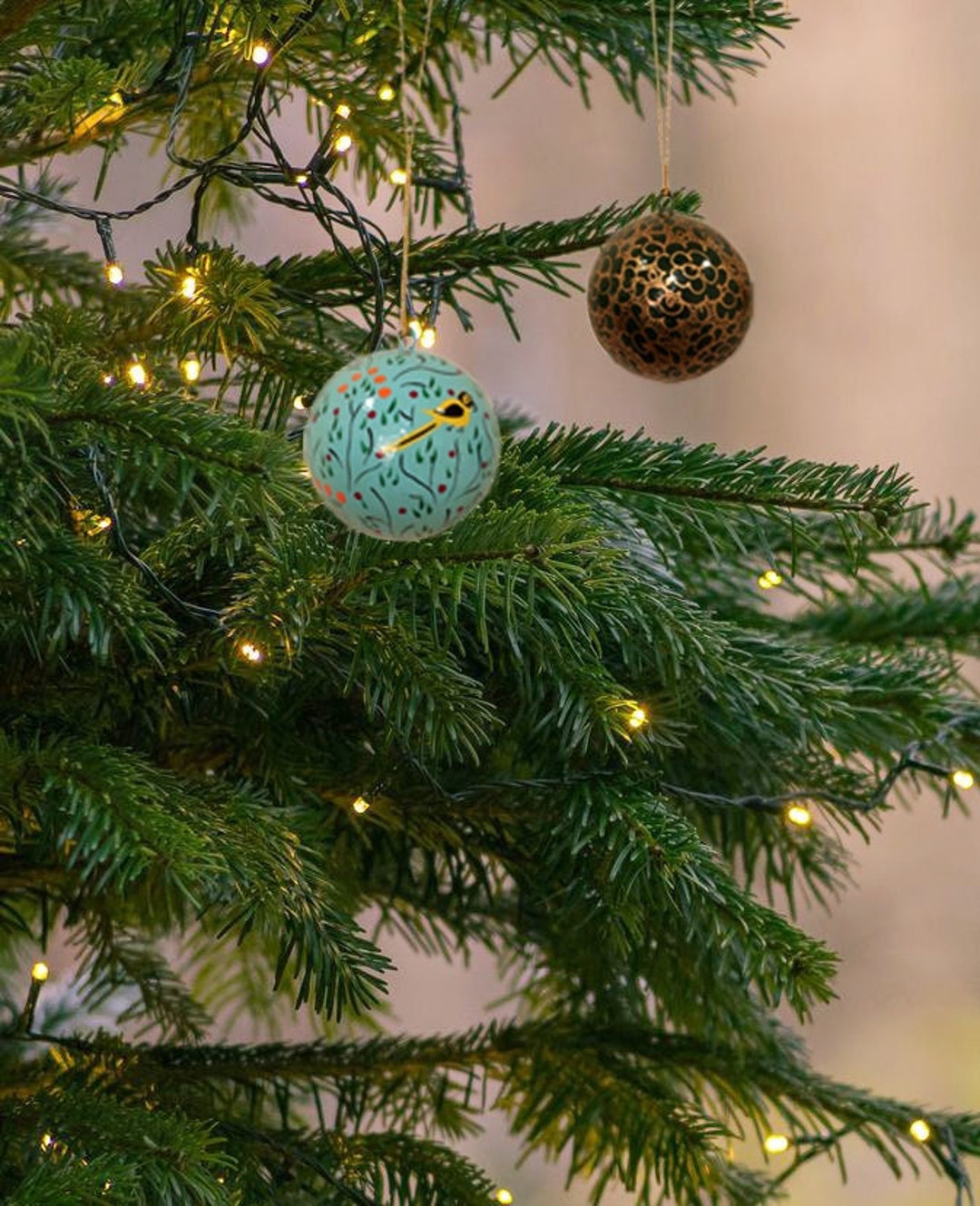 Ball Christmas Tree Ornament Handmade Paper Mache Ball Etsy