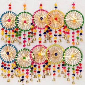 Indian Decoration Dream catchers, Indian Wedding Decoration, Mehndi Decor, Party Backdrop, pom pom Hanging, Gota Hangings, Home Decor