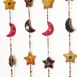 INDIAN HANGING STAR & Moon Wall, Door Decoration Hanging ,Indian Wall Hanging, Gift For Home, Eco-Friendly Hanging, String Decorations Boho