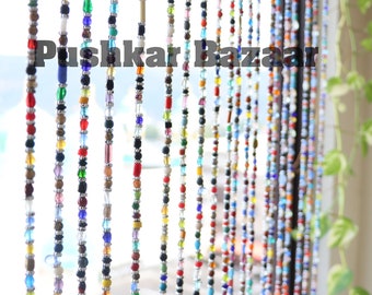 Bohemian Curtain, Glass Beads, Beaded Curtain, Christmas gift, Hippy Curtain for Doorways, Bell Strings, Glass Beads Strands
