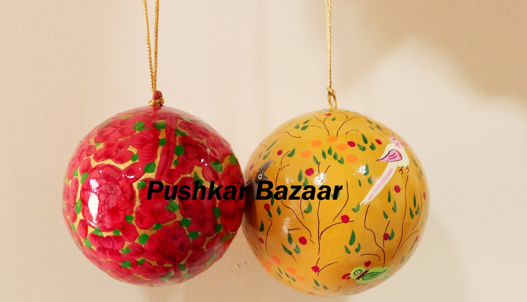 Ball Ornament, Handmade Paper Mache Ball Ornament Gift for Home Decor