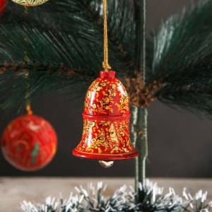 Christmas Hand Painted Ornament Bells, Paper Mache Ornament Bells, Gift For Christmas, Vintage Kashmiri Local Village Art, Gift  Home Decor