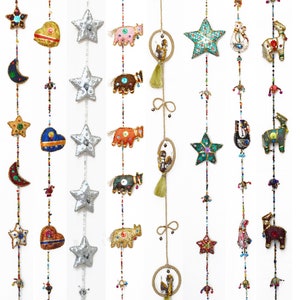 INDIAN Handmade Traditional STAR MOON  Wall Hanging, Home Decor String, Gift For Home & Mom, Christmas Decoration, Bohemian Hippie Decor