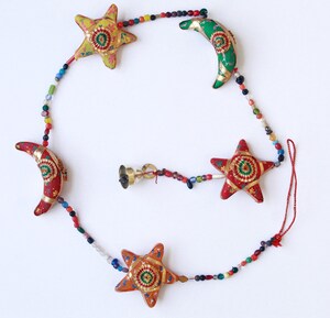 Décoration Murale Indienne - Portière Suspendue Traditionnelle Tissu Moon & Star - 80x70 Cm - Lot De 2