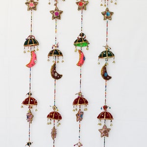 INDIAN Handmade Traditional STAR MOON Wall Hanging, Home Decor String, Gift For Home & Mom, Christmas Decoration, Bohemian Hippie Decor