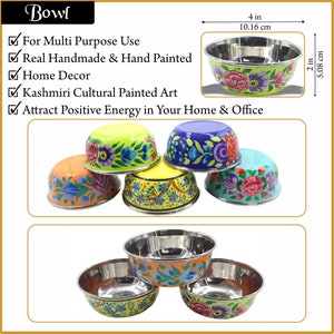 Hand Painted bowls, Stainless Steel bowl, Hand Painted Rice Bowl, Painted Bowls, Kashmir Painted bowl, Hand Painted Enamel Bowl