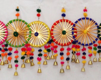 Indian Decoration Dream catchers, Indian Wedding Decoration, Mehndi Decor, Party Backdrop, pom pom Hanging, Gota Hangings, Home Decor