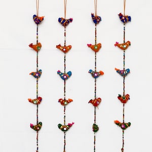 5 Pieces Rajasthani Strings Beaded Indian Wall Hanging Decorations Door Garland Mobile Danglies Cloth Prosperity Ethnic Boho Home Decor