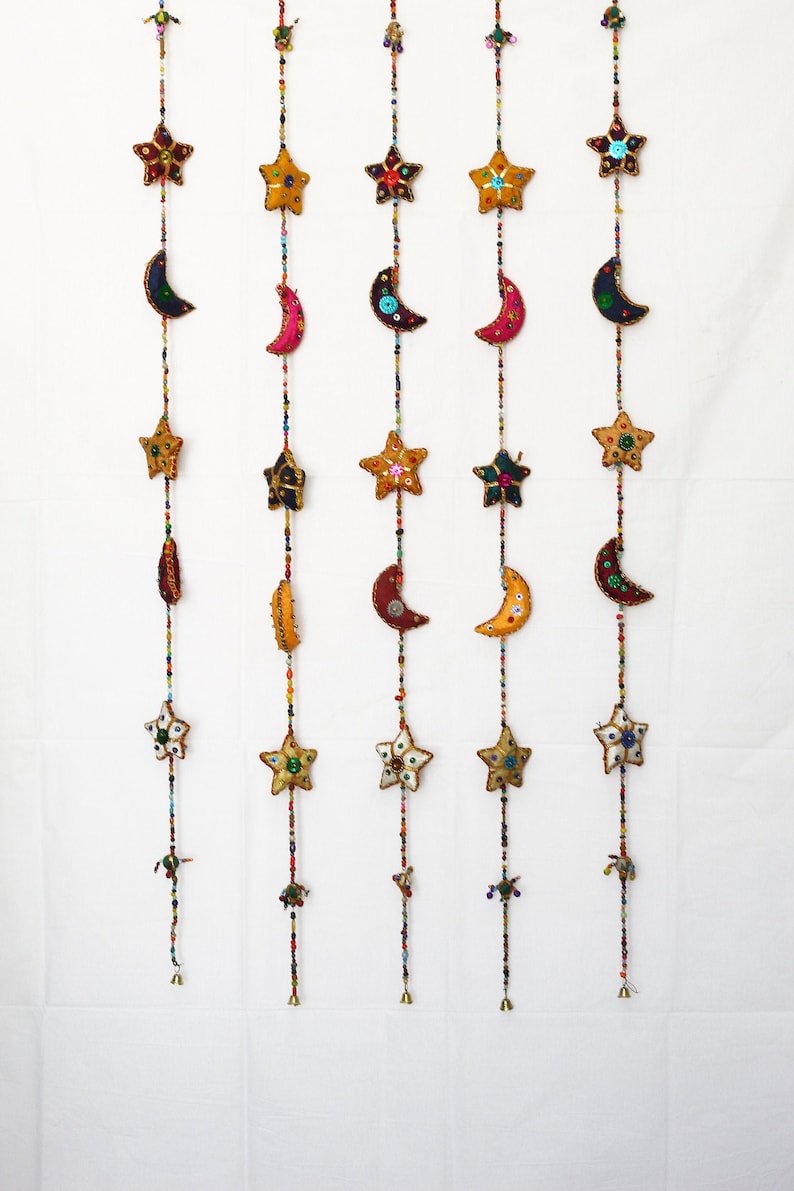 STAR & Moon Wall Hanging, Wedding Decor Hanging ,Indian Wall Hanging, Gift For Home, Eco-Friendly Hanging, String Decorations Boho, Mehdi