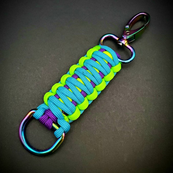 Rainbow Oil Slick Paracord Keychain