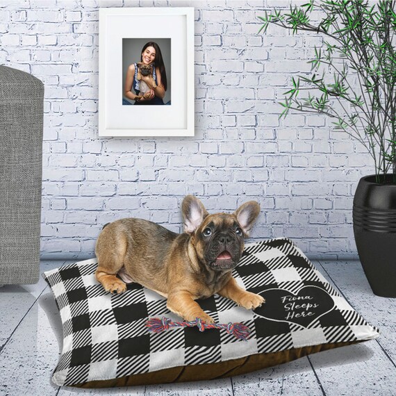 Black and white buffalo check dog bed discount