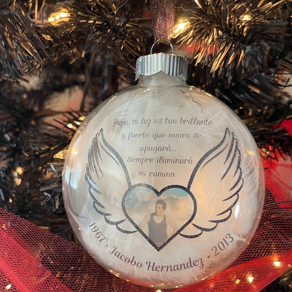 Custom Memorial Ornament | Personalized Gift | Glass Ornaments | Esferas de Recuerdo | Esferas Personalizadas | Christmas Tree Ornaments |